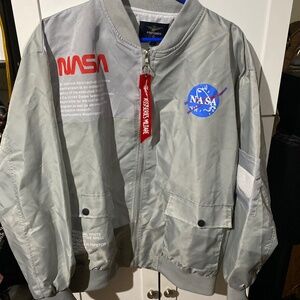 Mens Apollo NASA Slim Fit Bomber Jackets WindbreakerXL